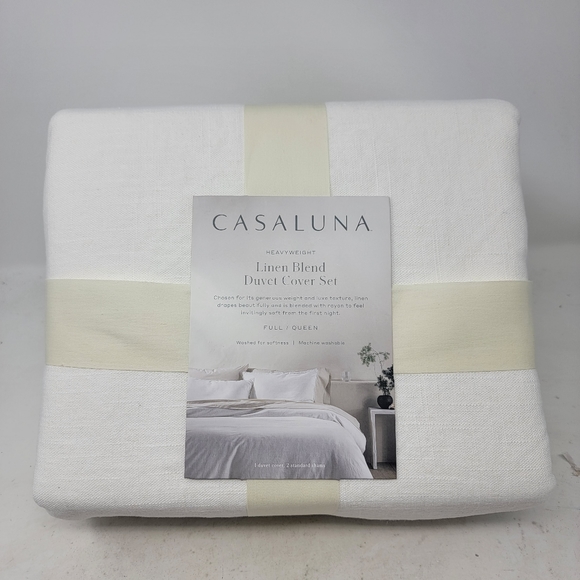 Casaluna Bedding Casaluna Fullqueen White Linen Blend Duvet Cover Set Poshmark